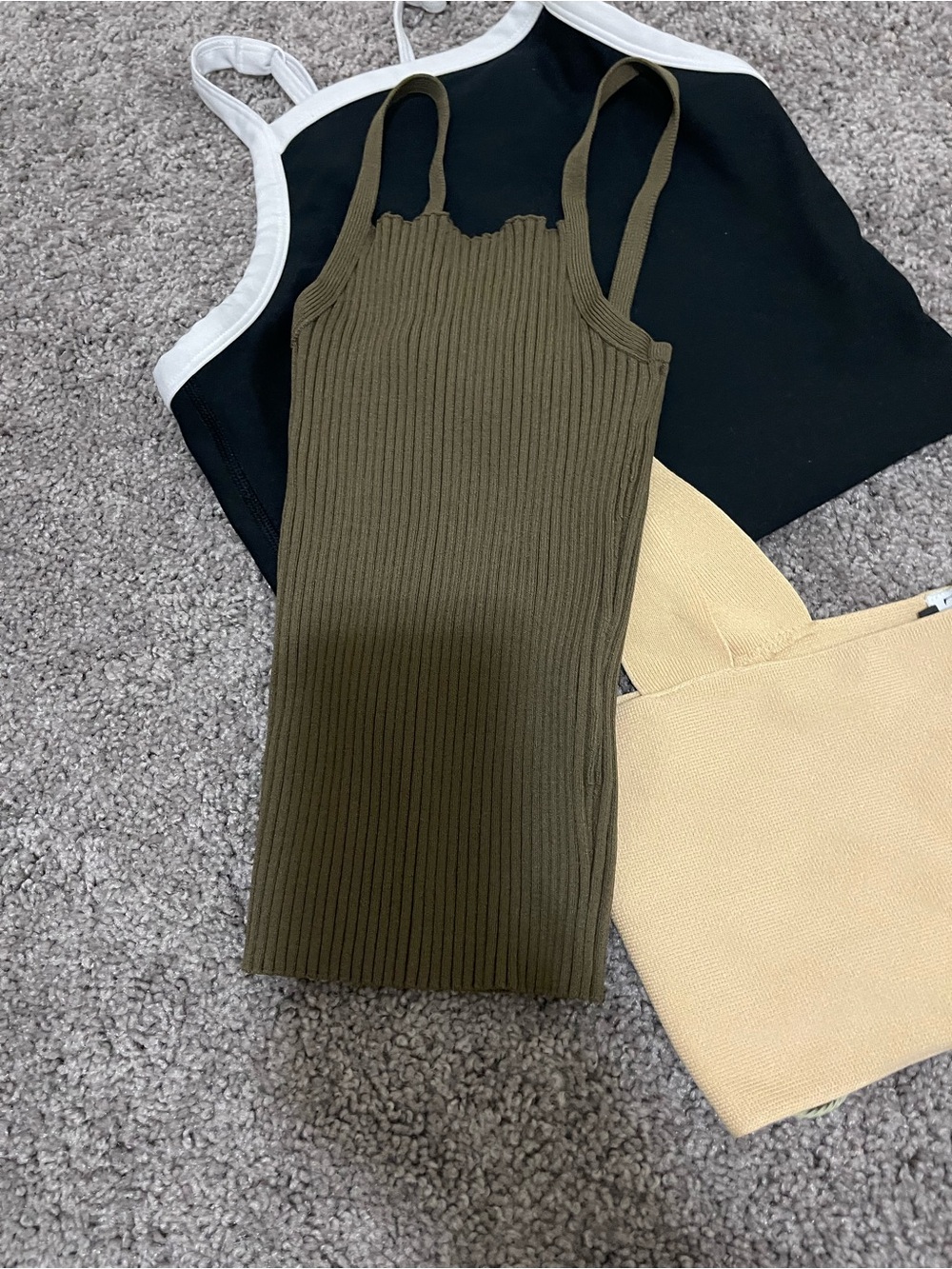 ZARA Black, Olive & Beige Cropped Tops Trio - Picture 3 of 4